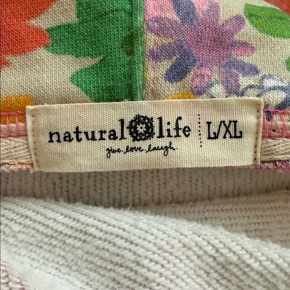 Natural Life Oversized Rainbow Floral Hoodie L/XL Cozy Boho Cottagecore - Picture 3 of 8